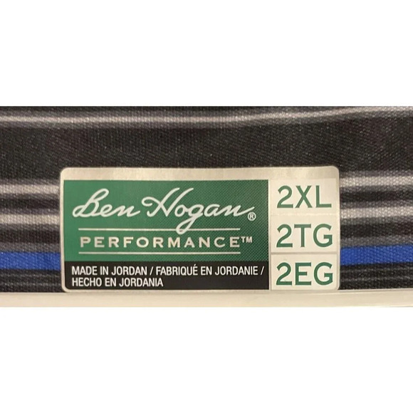 Ben Hogan Performance Polo Shirt 2XL Black‎ Blue Stripe Golf Short Sleeve - Picture 3 of 4